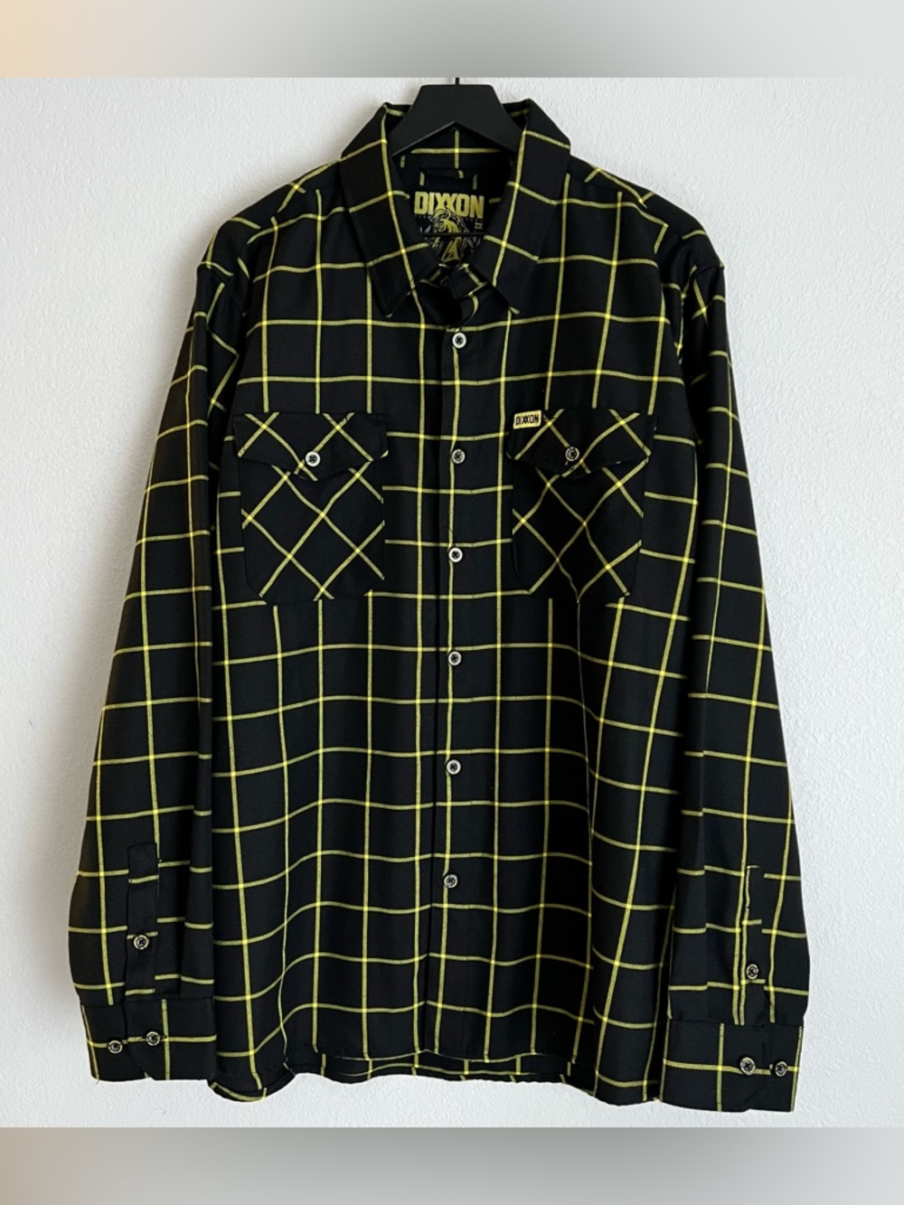 Dixxon Flannel Company Shirt Mens 2X Black Yellow Chessboxin Plaid Casual